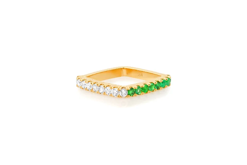 dainty gemstone choker necklace Diamond and Emerald Square Ring