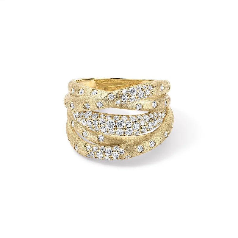 Scattered Diamond Multi Row Ring