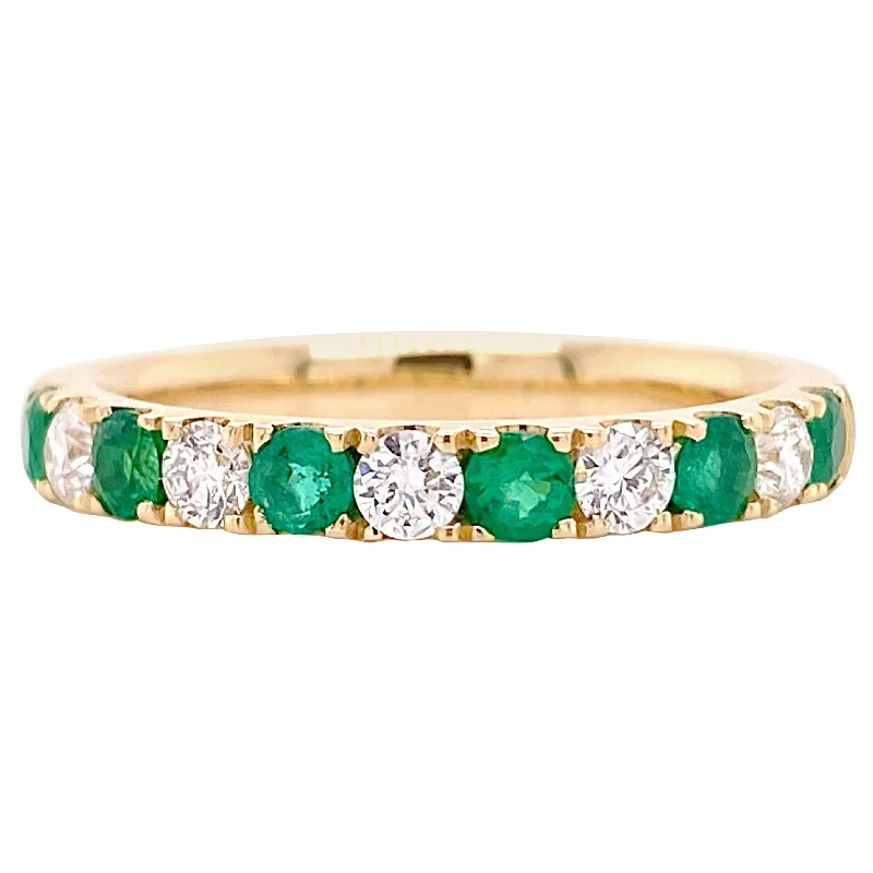 classic pearl bridal earrings Diamond and Emerald Stackable Band
