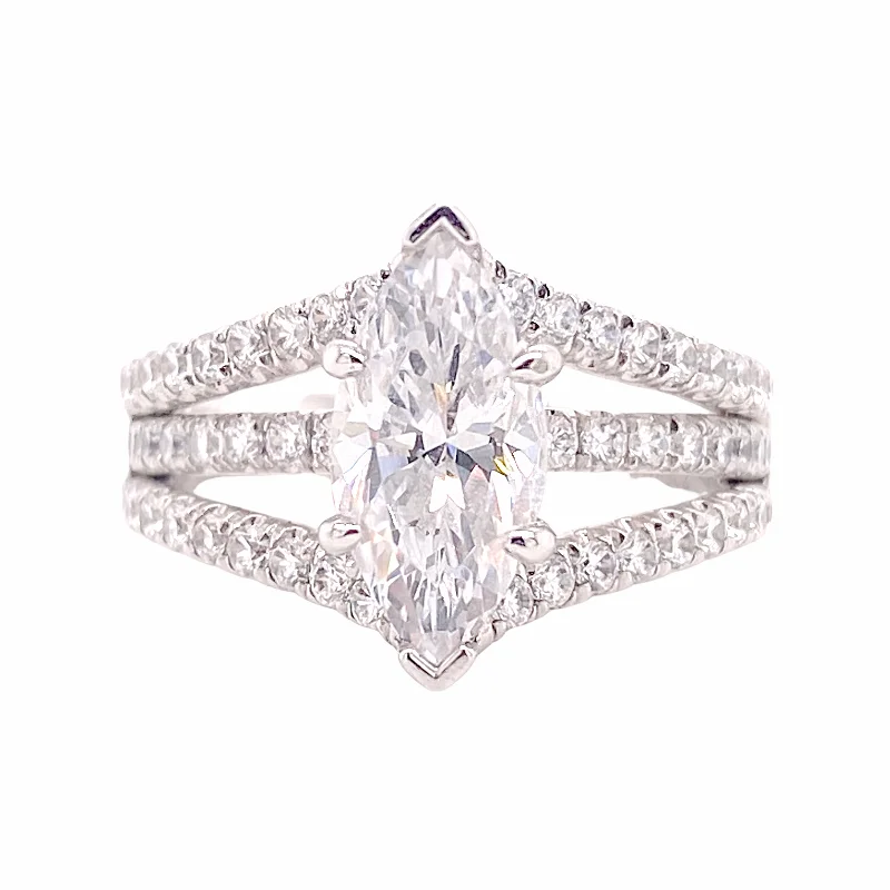 handcrafted opal inlay ring Diamond Engagement Ring Setting, White Gold, Split Shank