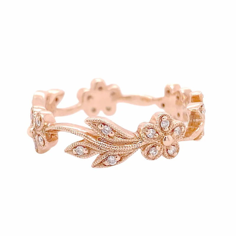birthstone stacking rings set Diamond Flower Band Ring