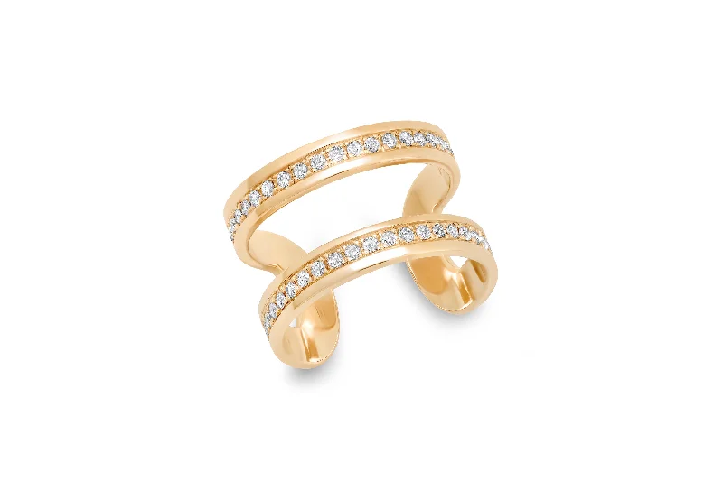 dainty gold chain ring Diamond Open Cigar Ring