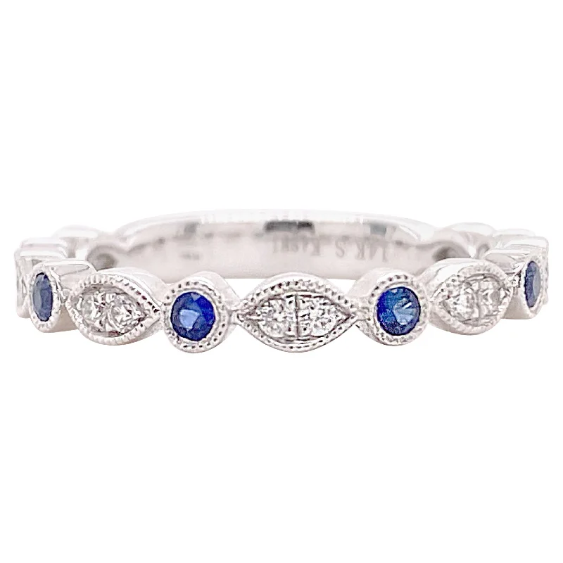 unique crystal bar necklace Sapphire & Diamond Stackable Ring