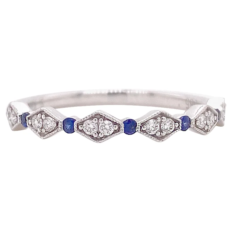 bold chunky cocktail ring Sapphire & Diamond Stackable Ring