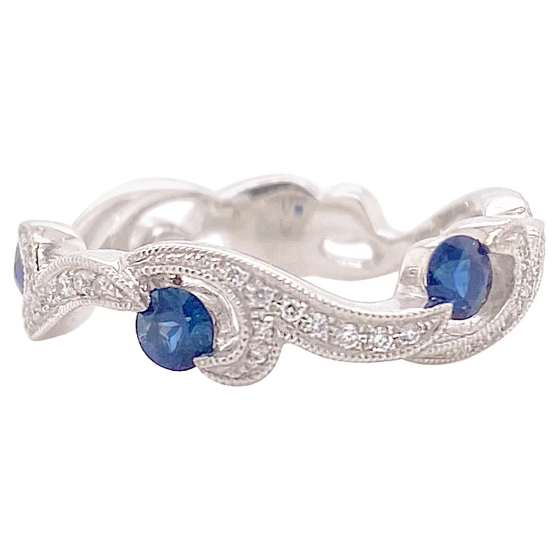 celestial astrology sign ring Sapphire & Diamond Swirl Ring