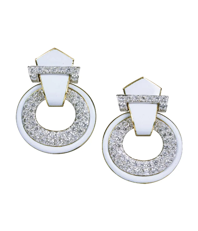dainty butterfly pendant necklace Doorknocker Earrings, White Enamel