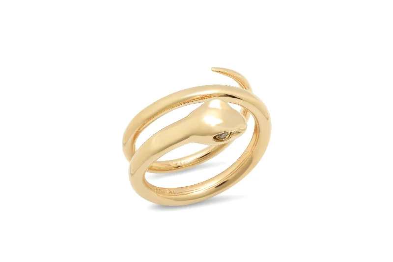 handcrafted crystal quartz ring Double Wrap Snake Ring