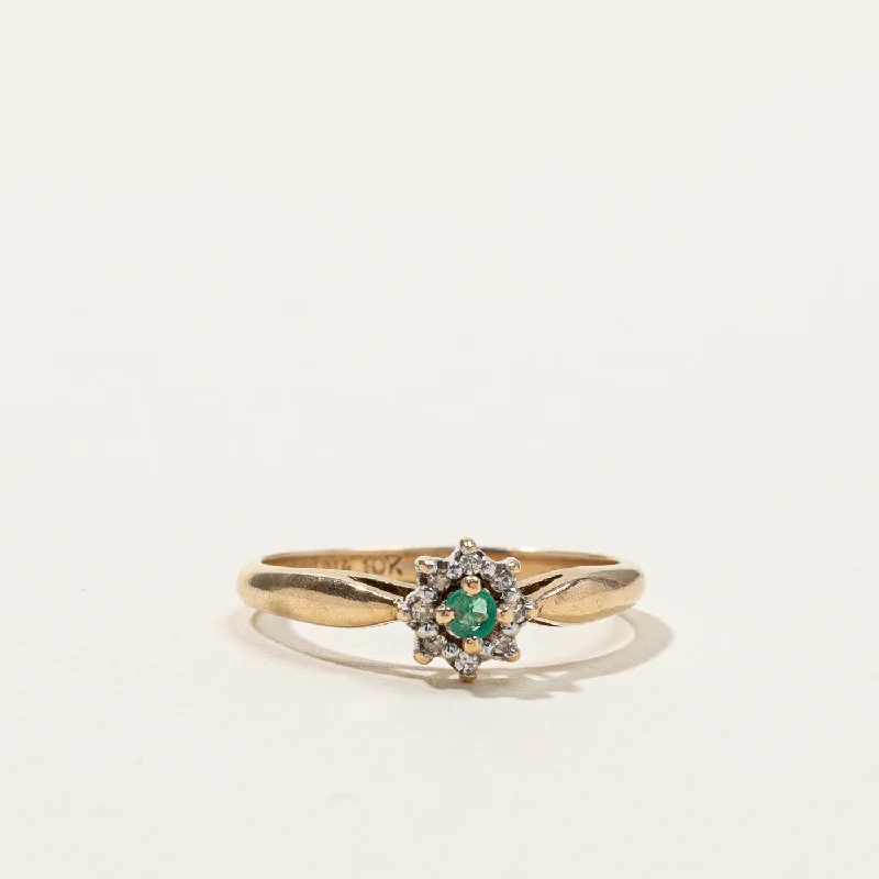 Emerald & Diamond Cocktail Ring | 0.05ctw | 0.04ctw | SZ 6.25 |