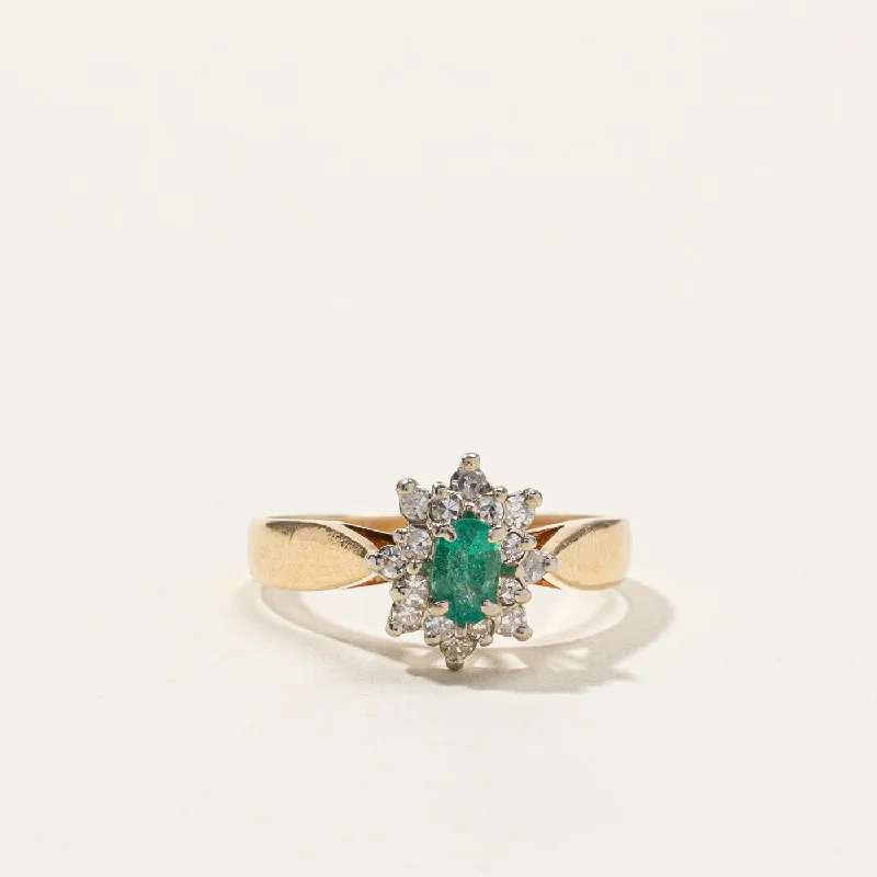 Emerald & Diamond Cocktail Ring | 0.16ct | 0.12ctw | SZ 5.75 |