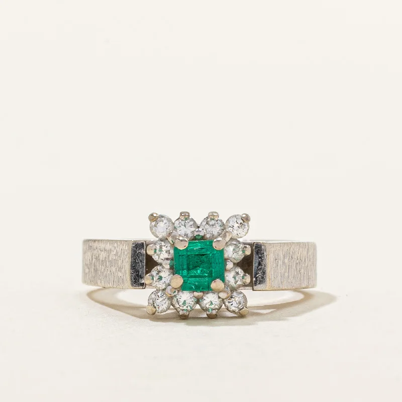 High Set Emerald & Diamond Ring | 0.30ct, 0.24ctw | SZ 5 |