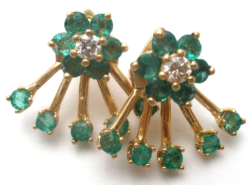 bold statement ring chunky Emerald Diamond Halo Earrings and Jackets 14K Gold