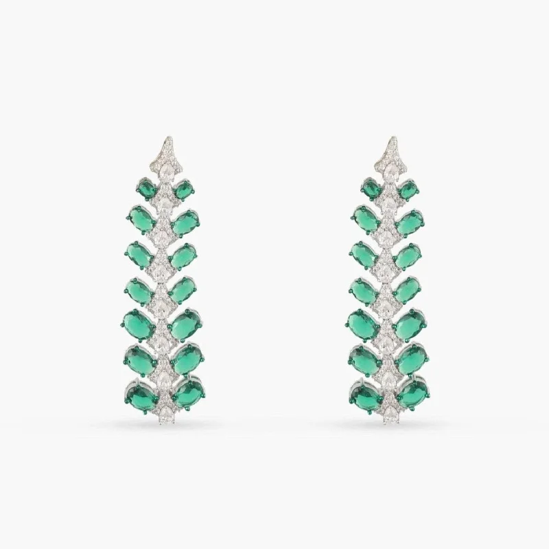 Emeraude Chandelier Silver Earrings