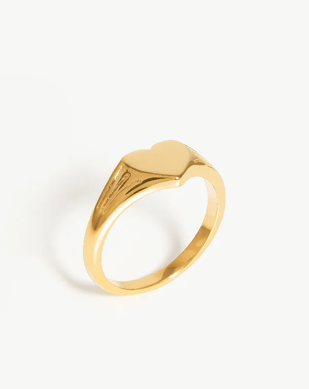 Engravable Heart Signet Ring | 18ct Gold Vermeil