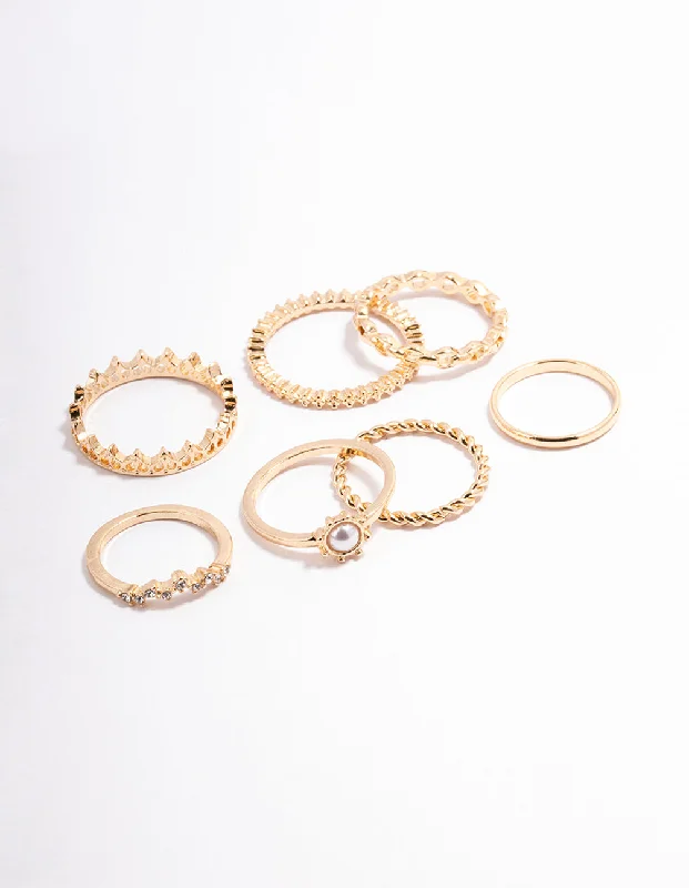 gothic bat ring sterling silver Gold Diamante & Pearl Crown Ring Pack