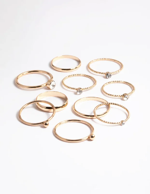 handmade raw stone engagement ring Gold Mixed Stone & Textured Ring Pack