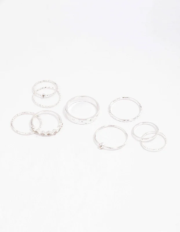 heart-shaped promise ring sterling silver Silver Dainty Clover Ring Pack