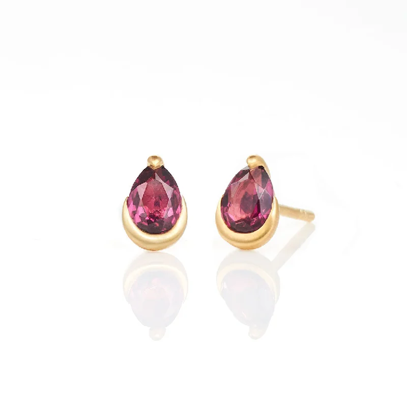 simple crystal earrings Faceted Rubelite stud earrings