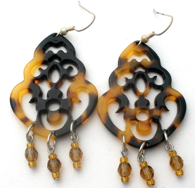 personalized couples necklace gold Faux Tortoise Shell & Crystal Bead Earrings 925