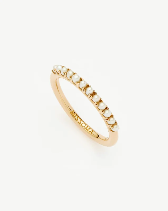 Fine Half Eternity Pearl Ring | 14ct Solid Gold/Pearl