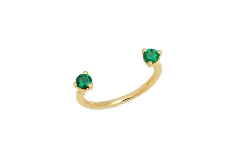 fine silver herringbone necklace Floating Emerald Ring