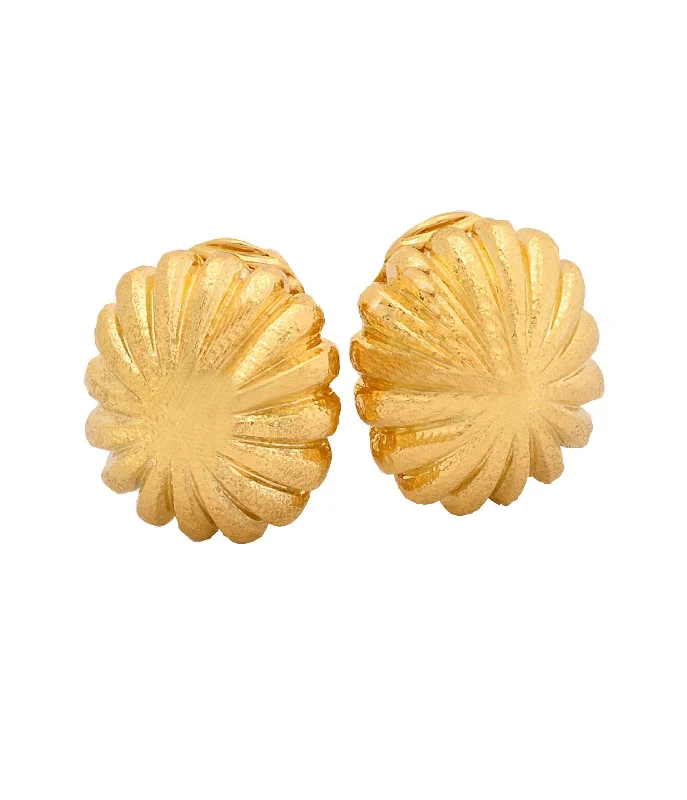 gold and turquoise statement ring Fluted Dome Earrings