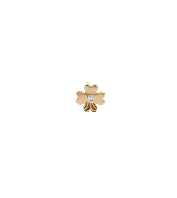 hammered gold stacking rings Four Heart Clover : Stud