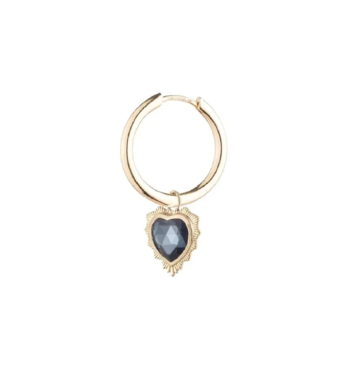 raw crystal cuff bracelet Gemstone Heart - True Love : Medium Hoop Earring