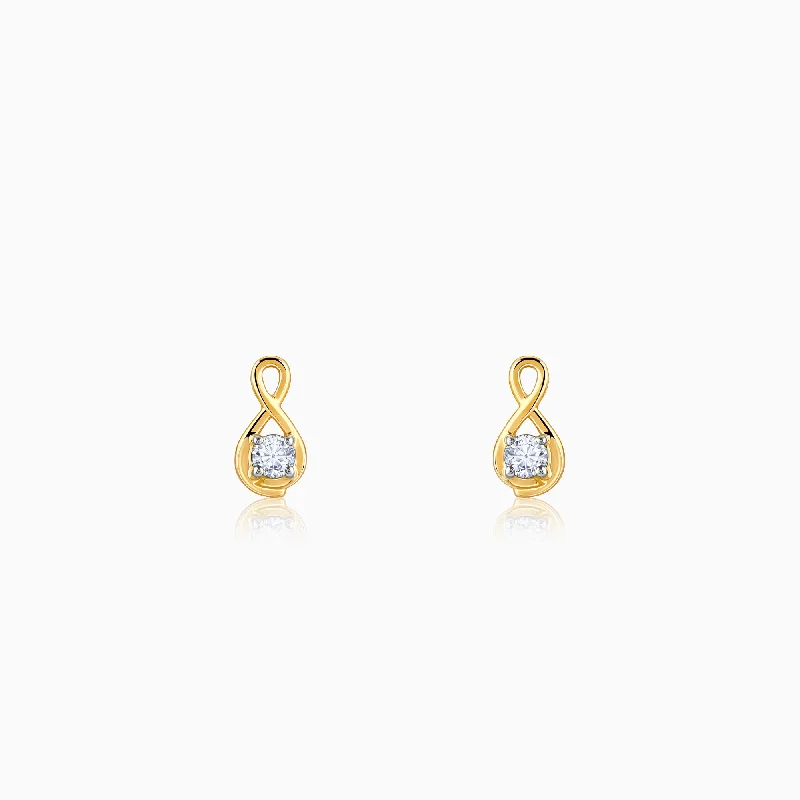 Gold Boundless Solitaire Diamond Studs