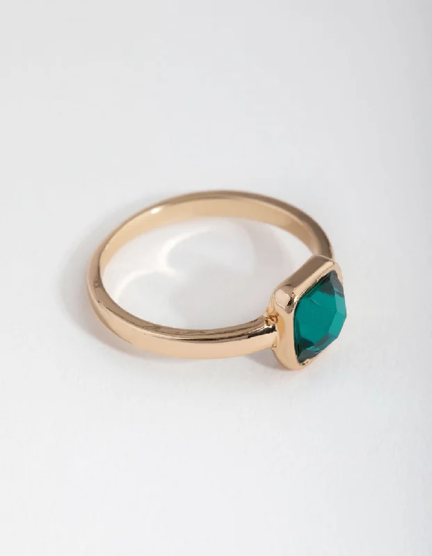 yellow sapphire engagement ring Gold Cushion Green Stone Ring