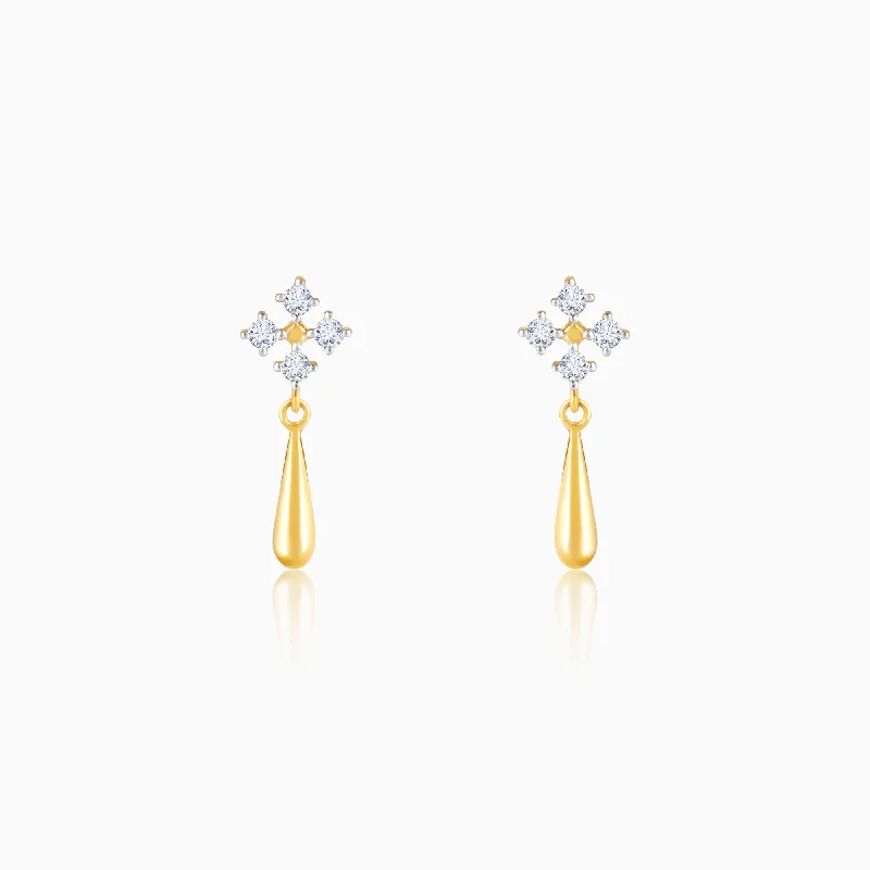 Gold Radiant Drop Diamond Earrings