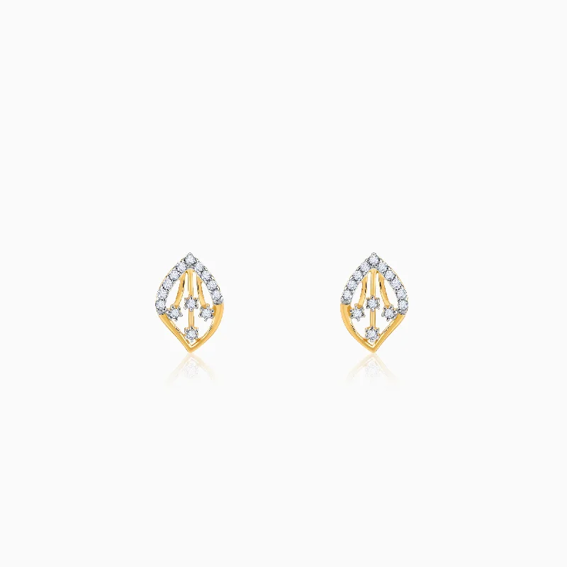 Gold Feuille Diamond Earrings