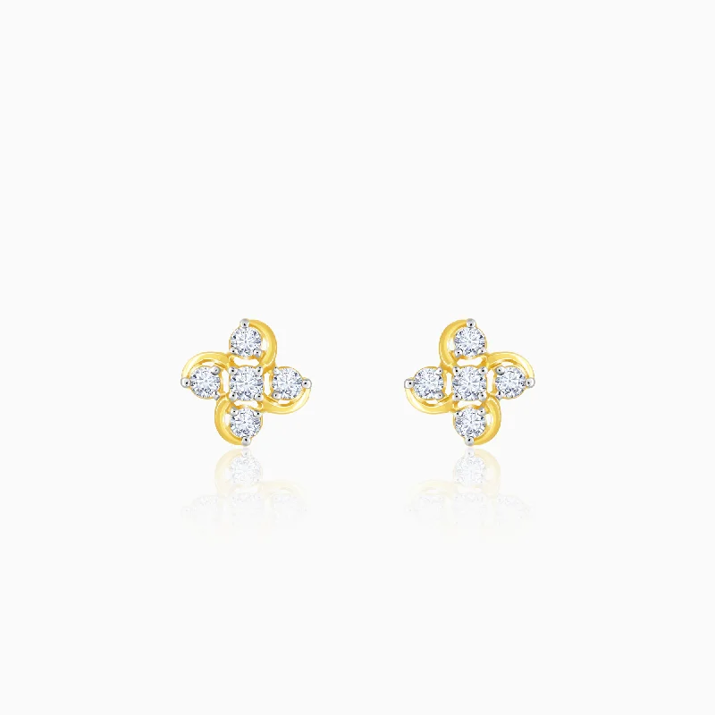 Gold Floral Dream Diamond Earrings