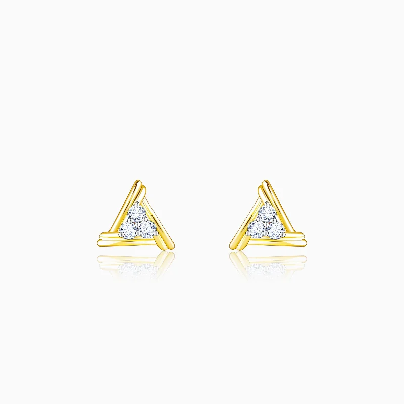 Gold Geometric Trio Diamond Earrings