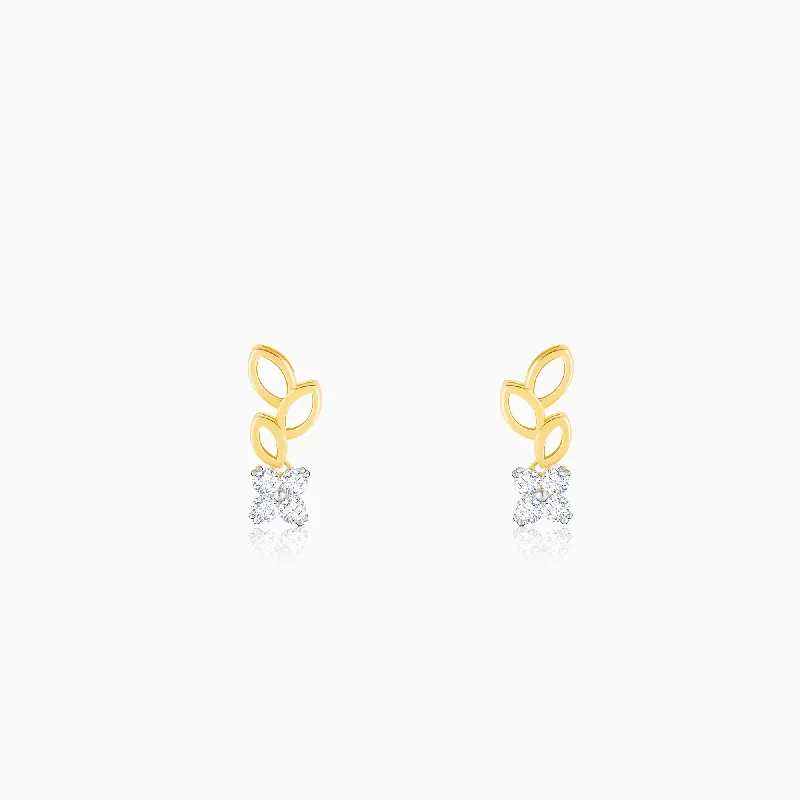 Gold Morning Glory Diamond Earrings