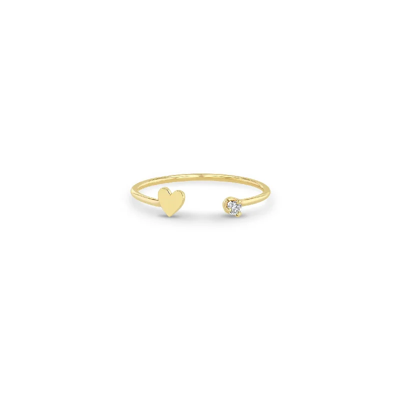 Gold Open Itty Bitty Heart with Diamond Ring