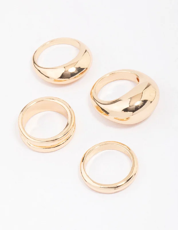 waterproof beach anklet stainless steel Gold Organic Smooth Ring Pack