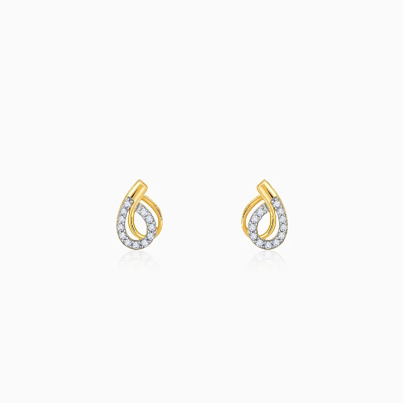 Gold Ovale Diamond Earrings