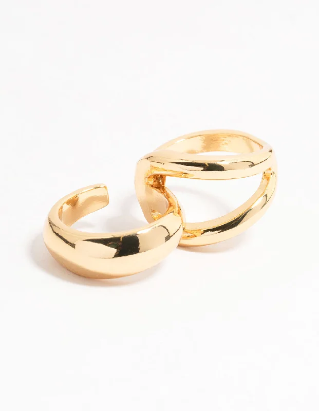 black tungsten wedding band for men Gold Plated Looped Double Ring