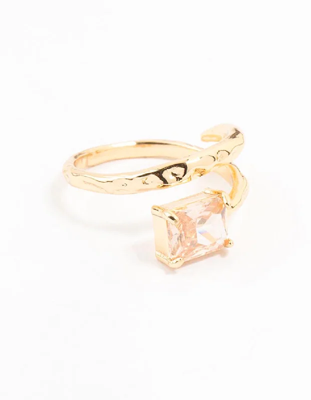 handmade ceramic bead bracelet Gold Plated Rectangular Fine Wrapped Ring