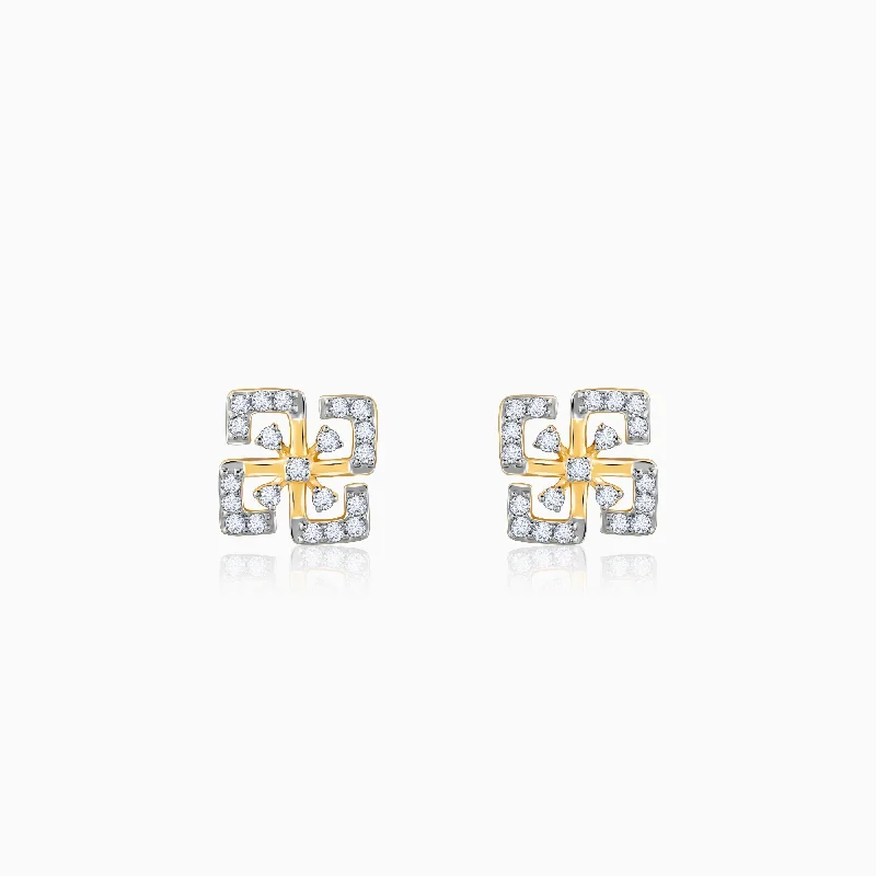 Gold Quadrado Diamond Earrings