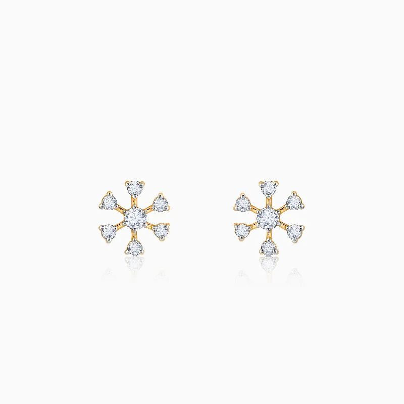 Gold Starburst Sparkle Diamond Earrings