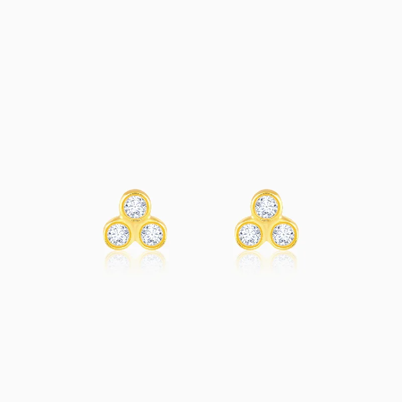 Gold Trifecta Diamond Earrings