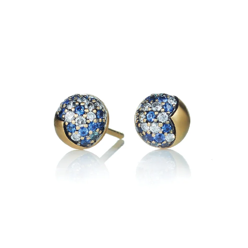 men’s sterling silver cufflinks HALF-DOME BLUE SAPPHIRE PAVÉ STUD EARRINGS
