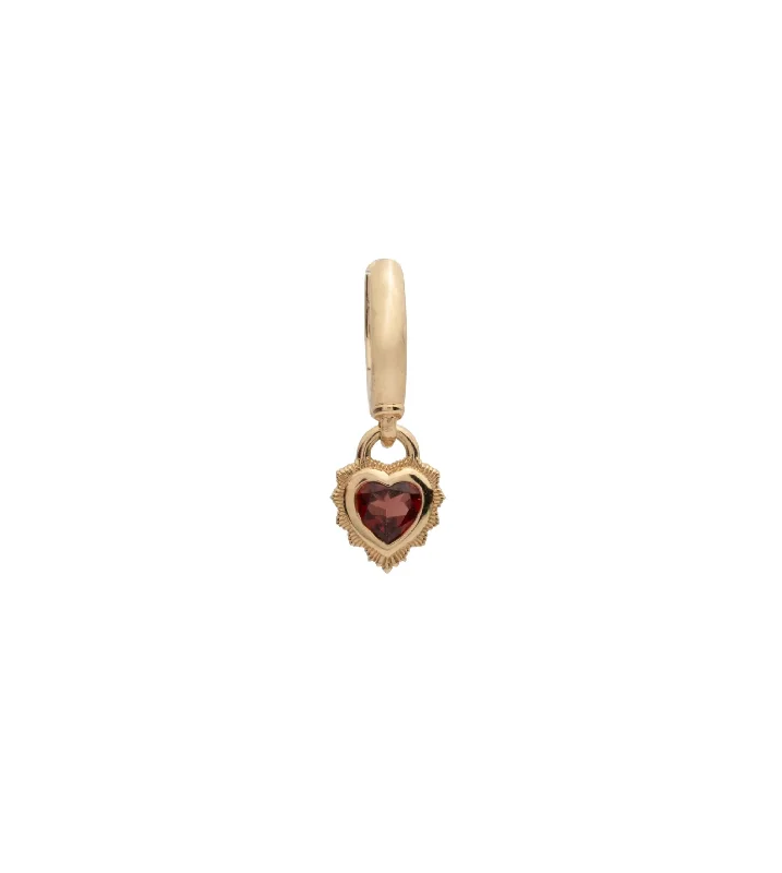men’s woven leather bracelet Heart : Garnet Drop Earring
