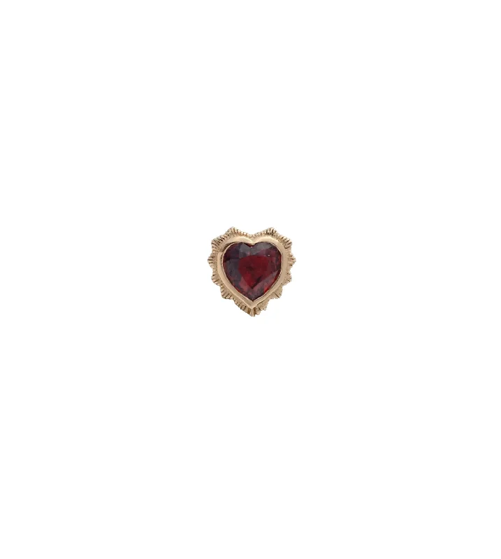 white gold necklace simple Heart : Garnet Stud