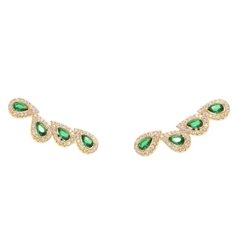 gold and turquoise statement ring Heidi Emerald Ear Crawler