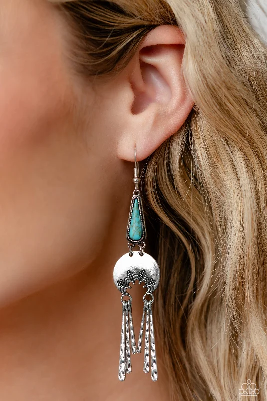 handcrafted turquoise necklace Paparazzi Earring ~ Highland Haute - Blue