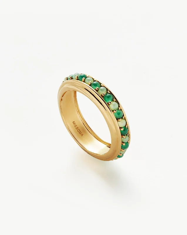 Hot Rox Gemstone Stacking Ring | 18ct Gold Vermeil/Green Onyx & Chalcedony