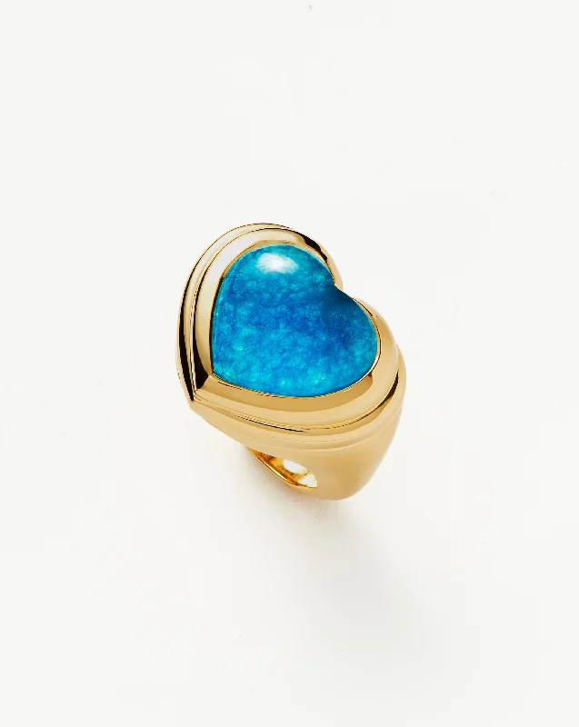 Jelly Heart Gemstone Ring | 18ct Gold Plated/Blue Quartz