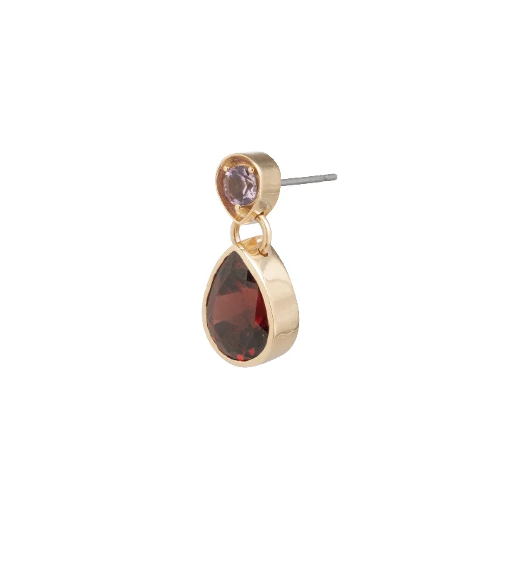 celestial moon and star necklace Forever & Always a Pair – Love : Amethyst & Garnet Gemstone Double Drop Earring